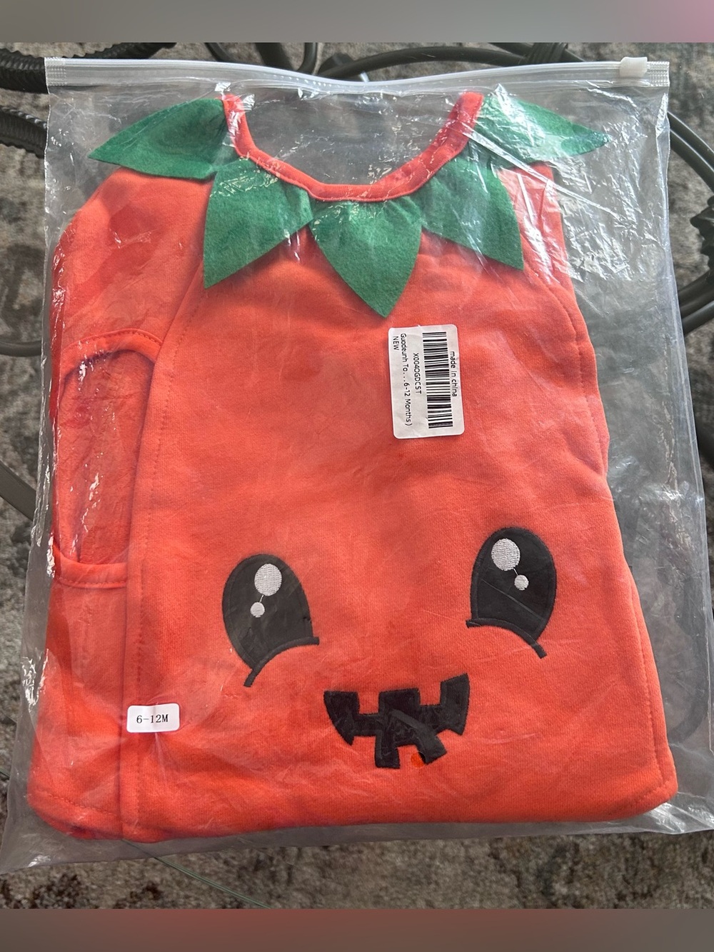 6-12M Pumpkin Costume with Green Leaf Collar